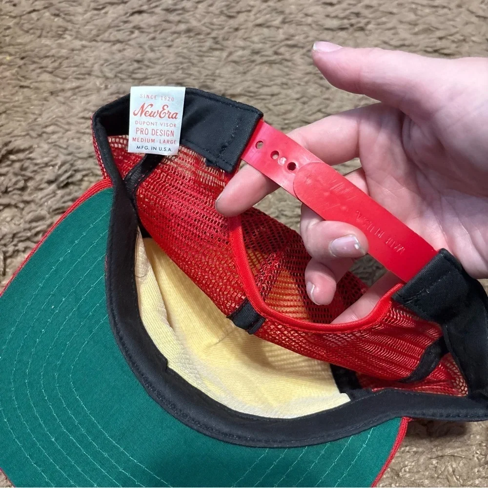 Vintage 80s 90s Buck Tractor Pulls Red Snapback Mesh Trucker Hat Cap